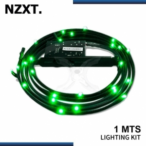 KIT CABLE LED NZXT SLEEVED 1MTS GREEN
