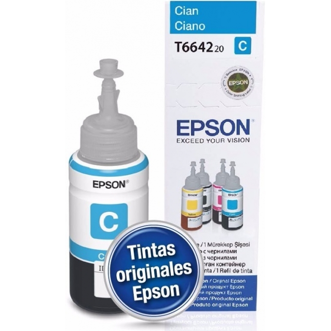 BOTELLA DE TINTA EPSON T664220 CYAN - 70ML- IMPRESORA L575 - L310 - L455 / EPSON