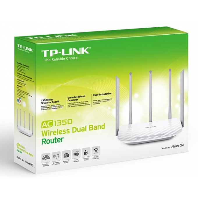 ROUTER TP-LINK ARCHER C60 AC1350  5 ANTENAS DUAL BAND 1350MBPS / TP-LINK