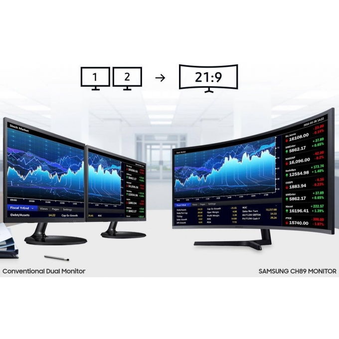 MONITOR LCD SAMSUNG C34H890WJL 34 CURVO - NEGRO - HDMI