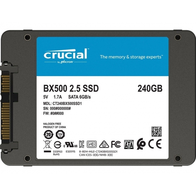 DISCO DURO 2.5 SOLIDO SSD CRUCIAL BX500 - 240GB para Laptop o PC / CRUCIAL