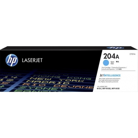 TONER HP LASER JET - CF511A - 204A - CIAN - 900 PG - IMPRESORAS M154A / M154NW /M180NW / HP