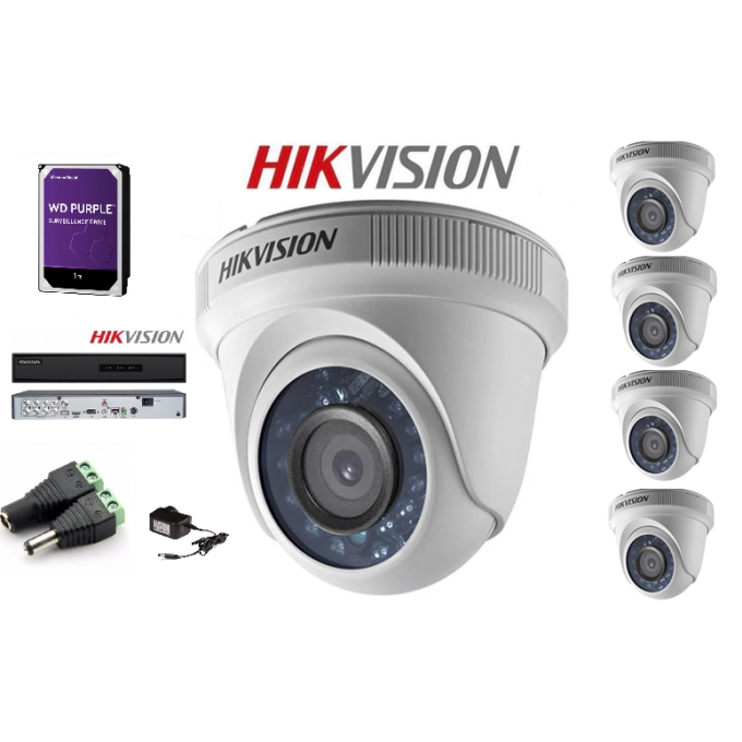 KIT Camara de Seguridad HIKVISION - 4 Camaras 1080 FHD - DVR 4 CANALES - Disco 2TB HDD / HIKVISION
