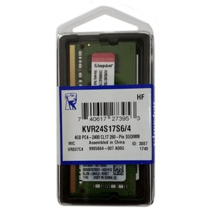 Memoria RAM Kingston 4Gb DDR4, SODIMM, 2666 MHz, CL19, 1.2V - Laptop / KINGSTON