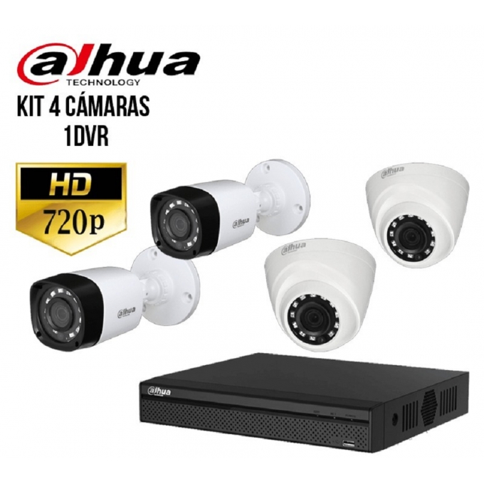 KIT CAMARAS DE SEGURIDAD DAHUA - 4 CAMARAS 720 - DVR 4 CANALES - 1TB / DAHUA