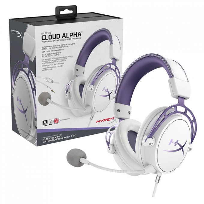 AUDIFONO HYPERX CLOUD ALPHA HX-HSCA-PL BLANCO-PURPURA - GAMER / HYPERX