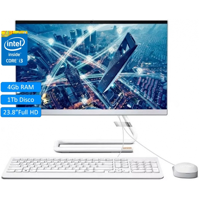 ALL-IN-ONE Lenovo A340 23.8pulgadas - Intel i3-10110 - Memoria 4GB, Disco 1TB HDD, Pantalla 23.8pulgadas - Windows 10 - Blanco / lenovo