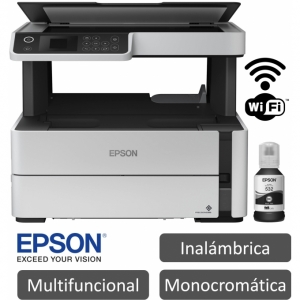 Impresora Epson EcoTank ET-M2170, Multifuncional, Monocromatica, Sistema Tinta continua, Inalambrica, Wifi