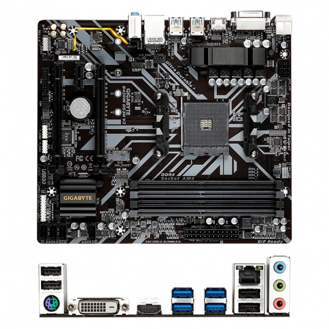 Placa Madre Mainboard Gigabyte B450M DS3H V2, AM4, B450, DDR4, SATA 6.0, USB 3.1, VD/SN/NW / GIGABYTE