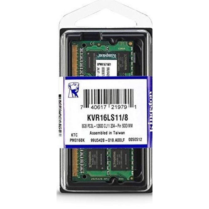 Memoria Ram Sodimm Kingston 8gb Ddr3 1600pc3 12800 Cl11 135v Kvr16ls118 9218