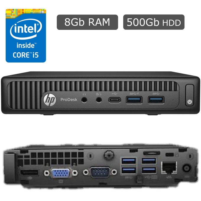 CPU HP PRODESK 600 G2 DeskTop Mini, Procesador Intel i5, Memoria 8Gb RAM, Disco 500Gb HDD, W10, Open Box / HP