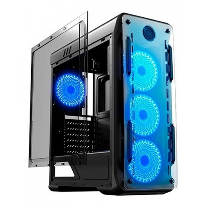 CASE Gamer GAMEMAX KINGLITE SIN FUENTE - NEGRO - 1 PANEL ACRILICO - LED - AZUL / GAMEMAX