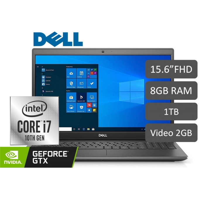 Laptop DELL Latitude 3510 i7-10510U 1.80GHZ, Memoria 8GB, Disco 1TB, Video 2GB, Pantalla 15.6pulgadasFHD, Win 10 Pro, Gris / DELL