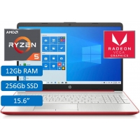 LAPTOP HP AMD RYZEN 5-3500U - Memoria 12GB - Disco SSD 256GB - Pantalla 15.6pulgadas - W10 ROJO ESCARLATA 15-GW0012LA / HP