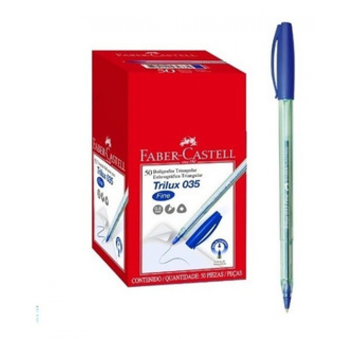 CAJA LAPICERO X50 UNIDADES - FABER CASTELL AZUL 034