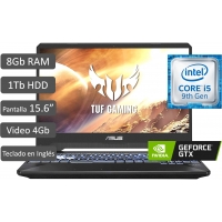 LAPTOP GAMER ASUS TUF FX505GT-BB I5-9300H - RAM 8GB - 1TB HDD - GEFORCE GTX 1650 4GB - PANTALLA 15.6pulgadas FHD - W10 - BLACK-NO DVDRW / ASUS