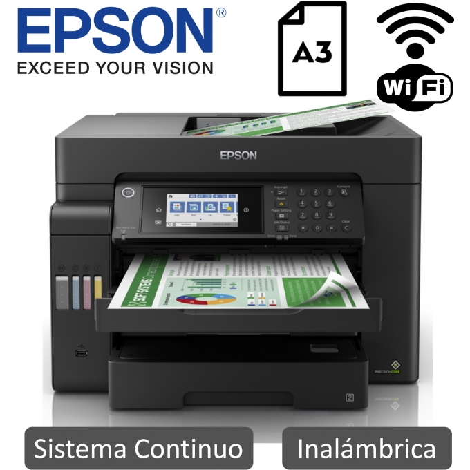 Impresora Epson Ecotank L15150, Multifuncional, Sistema Continuo, A3, Duplex, Fax/Wi-Fi, USB, Ethernet / EPSON