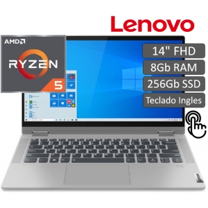 Laptop Lenovo Ideapad Flex 5 14Are05 AMD Ryzen 5, Disco Solido 256Gb SSD, Memoria 8Gb RAM, Pantalla 14pulgadas FHD Tactil, Teclado en Ingles, W10 Home (Oferta) / LENOVO