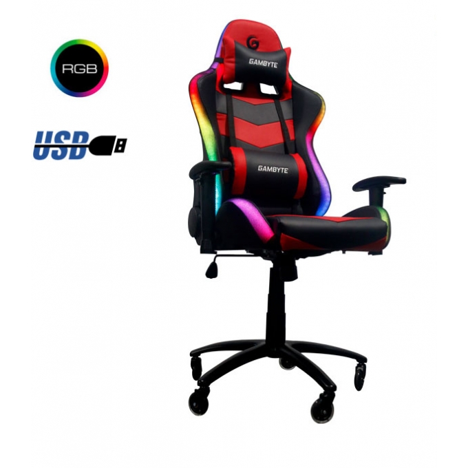 SILLA GAMBYTE PREMIUM ( 8099 RGB ) GAMING | NEGRO C/  ROJO | LED -RGB / GAMBYTE