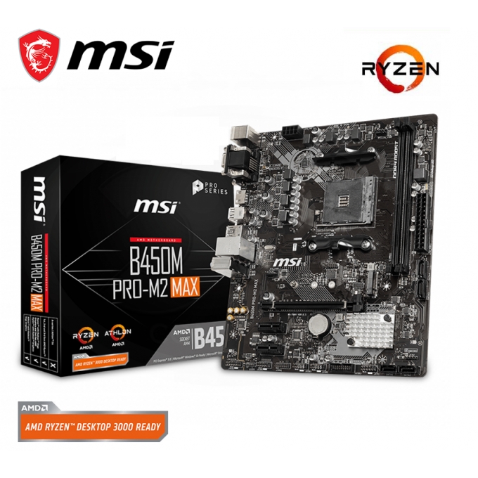 PLACA MADRE MSI B450M PRO-M2 MAX AMD RYZEN DDR4 AM4 - 911-7B84-027 / MSI