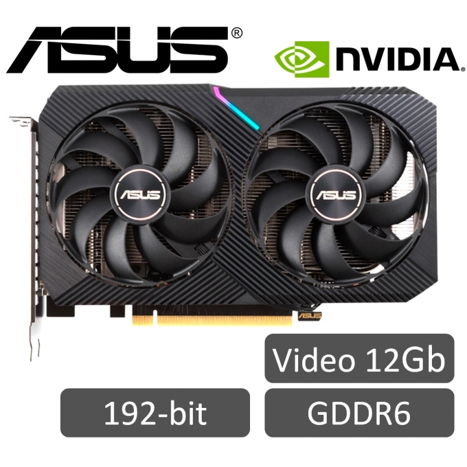 TARJETA DE VIDEO ASUS DUAL GEFORCE RTX 3060 V2 OC EDITION 12GB GDDR6 CUDA 3584 192-BIT-DUAL RTX 3060-O12G-V2 / ASUS