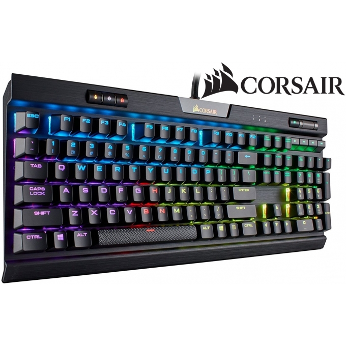 Teclado CORSAIR K70 RGB Mecanico, Multimedia, Cableado USB, retroiluminado, Gamer, Negro CH-9109010-SP / CORSAIR