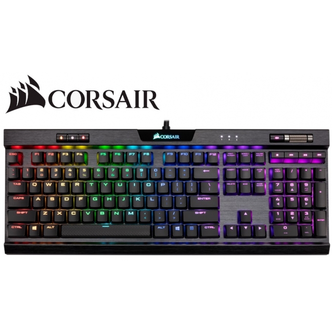 Teclado CORSASIR K70 RGB MK2 Low Profile Rapidfire CHERRY MX Speed, Mecanico, Cableado, retroiluminado, Gamer, Negro CH-9109018-SP / CORSAIR