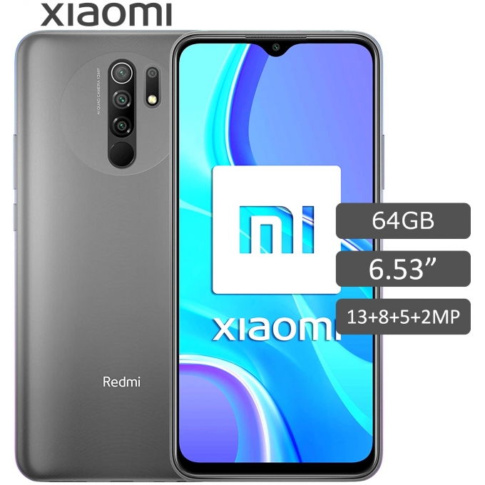 SMARTPHONE XIAOMI REDMI 9 64GB GREY 6.53pulgadas, ANDROID 10 LTE, DUAL SIM, Desbloqueado, 13MP+8MP+5MP+2MP M2004J19G / XIAOMI