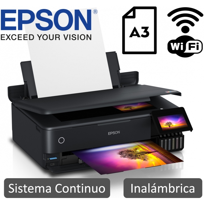 Impresora Epson EcoTank L8180, Multifuncional, Sistema Tinta continua, A3, LAN/Wi-Fi/USB 2.0 / EPSON