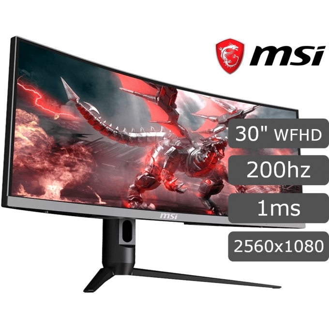 MONITOR MSI Curvo MAG301CR 30pulgadas WFHD 2560x1080 200hz 1ms, 2xHDMI / DP / Tipo-C UltraWide Gamer / MSI