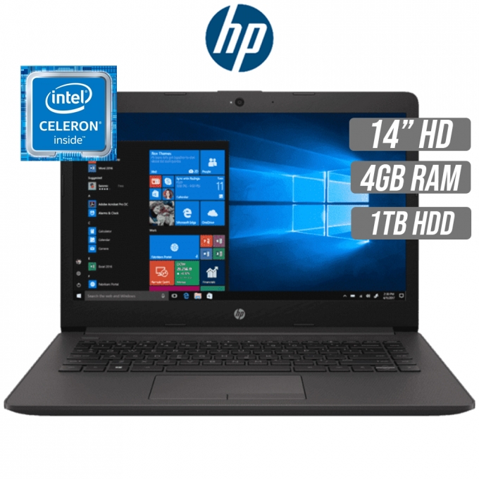 Laptop HP 240 G7, Intel Celeron N4100 1.10GHz, Memoria 4Gb RAM, Disco 1TB HDD, Pantalla 14pulgadas HD, Sin Sistema Operativo, NEGRO / HP