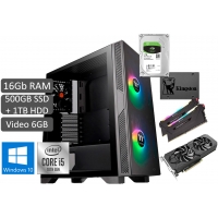 CPU INTEL I5-10400 - 16GB RAM - 500GB SSD - 1TB HDD - GTX 1660 6GB - W10 HOME - GAMER / INTEL