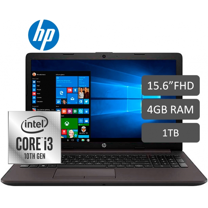 Laptop HP 250 G8 i3-1005G1, Memoria 4Gb RAM, Disco 1Tb HDD, Pantalla 15.6pulgadas HD, Sin Sistema Operativo, Negro / HP