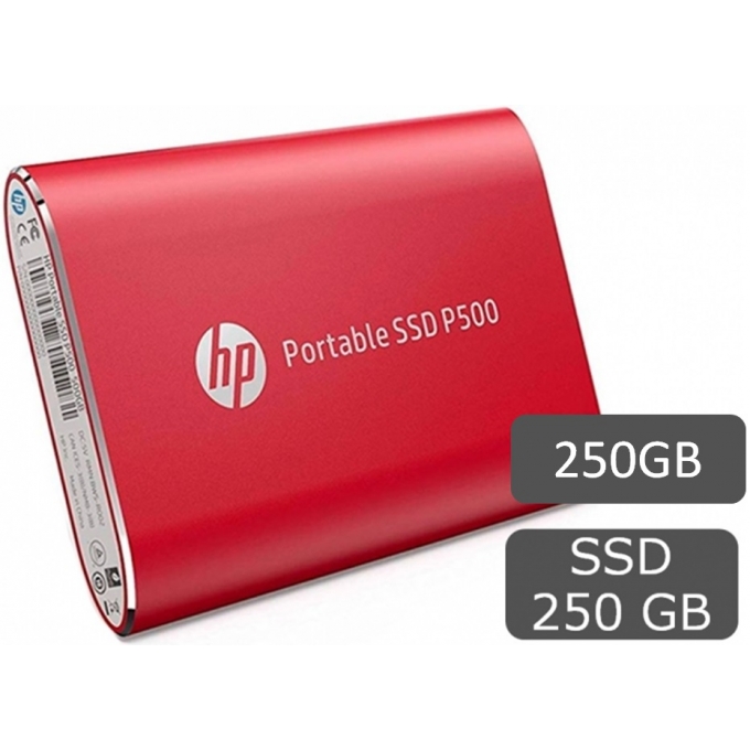 Disco Duro Externo Solido SSD HP P500, 250GB, USB 3.1 Tipo-C, Rojo / HP