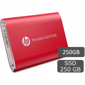 Disco Duro Externo Solido SSD HP P500, 250GB, USB 3.1 Tipo-C, Rojo