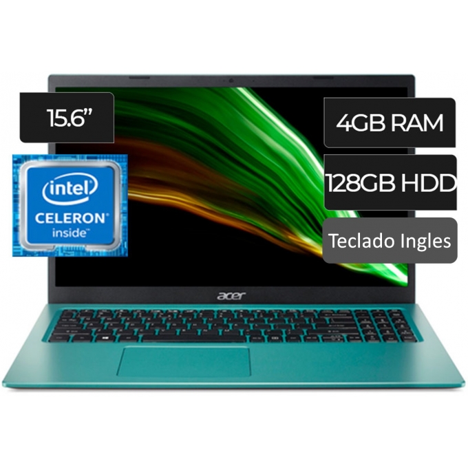 Laptop ACER ASPIRE 1 A115-32-C44C Celeron N4500 1.1GHZ, Memoria 4GB RAM, Disco 128GB EMMC, Pantalla 15.6pulgadas FHD, W10, Color Electric Blue, Teclado en Ingles / ACER