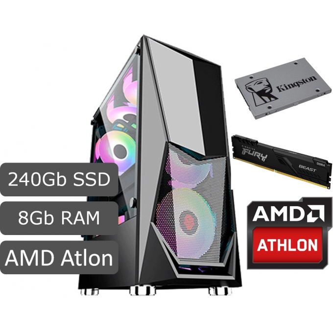 CPU AMD ATHLON 320GE - Memoria 8GB RAM DDR4 - DISCO SOLIDO SSD 240GB - W10 Home / Halion