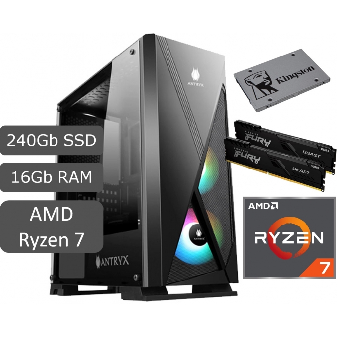 CPU GAMER AMD RYZEN 7 5700G - Memoria 16GB RAM DDR4 - DISCO SOLIDO SSD 240GB / ANTRYX